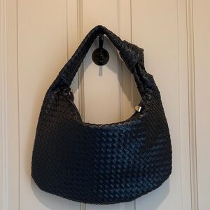 Melie Bianco Dark Blue Woven Hobo Bag